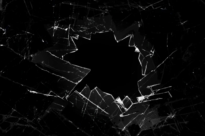 a broken glass window on a black background, an album cover, pexels, solid black #000000 background, made of crystalized synapse, phone background, panel of black