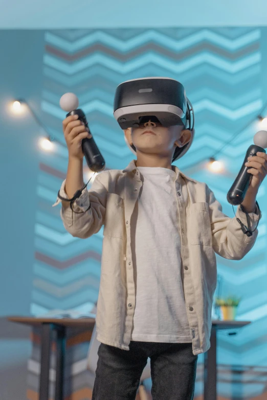 a young boy wearing a virtual reality headset, a digital rendering, pexels, interactive art, created in unreal engine 5, “hyper realistic, concert, orb