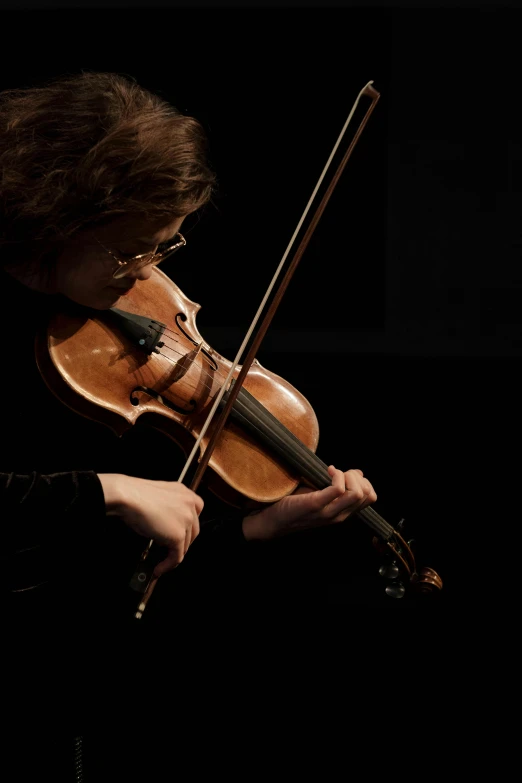 a close up of a person playing a violin, an album cover, in front of a black background, strathmore 2 0 0, performance, square