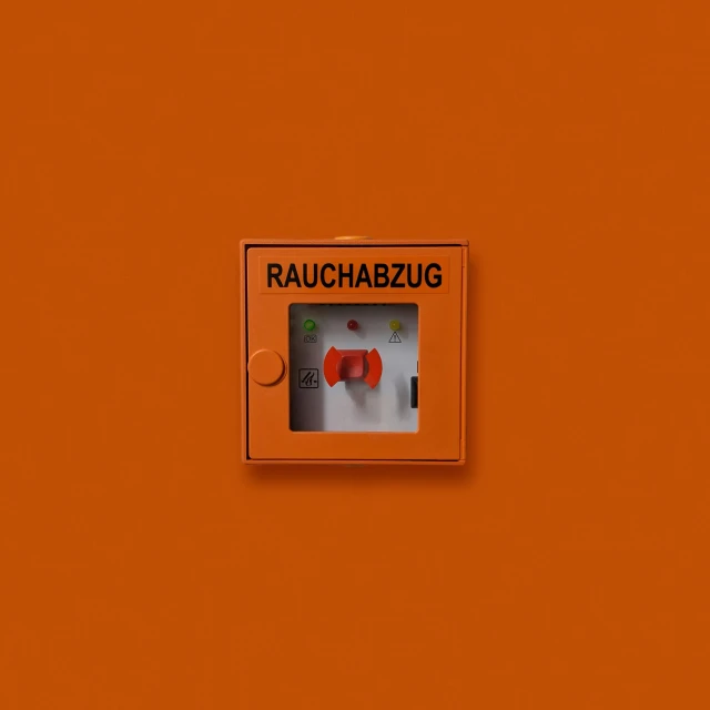 a red fire hydrant sitting on top of an orange wall, an album cover, by Bauhaus, featured on zbrush central, bauhaus, vending machine, album art young thug, rb 6 s, ratz