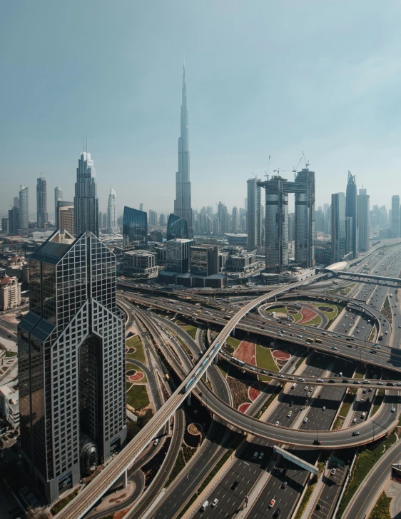 a large city filled with lots of tall buildings, pexels contest winner, hyperrealism, middle eastern, highways, high quality image”