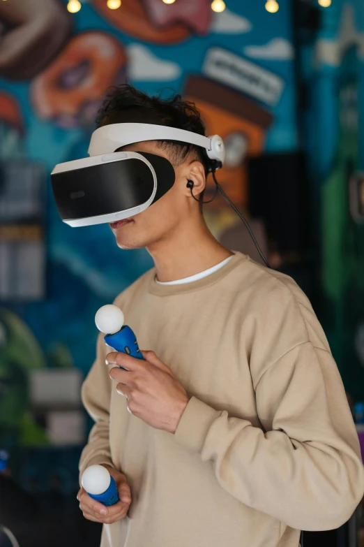 a man is wearing a virtual reality headset, featured on reddit, interactive art, portrait willow smith, photo taken in 2018, shot with sony alpha, snacks