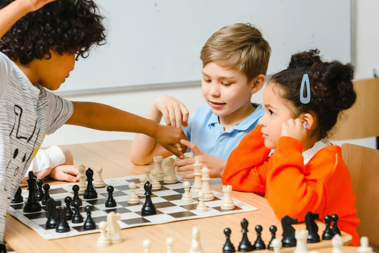 a group of children playing a game of chess, pexels contest winner, american barbizon school, thumbnail, high quality image, medium head to shoulder shot, 15081959 21121991 01012000 4k