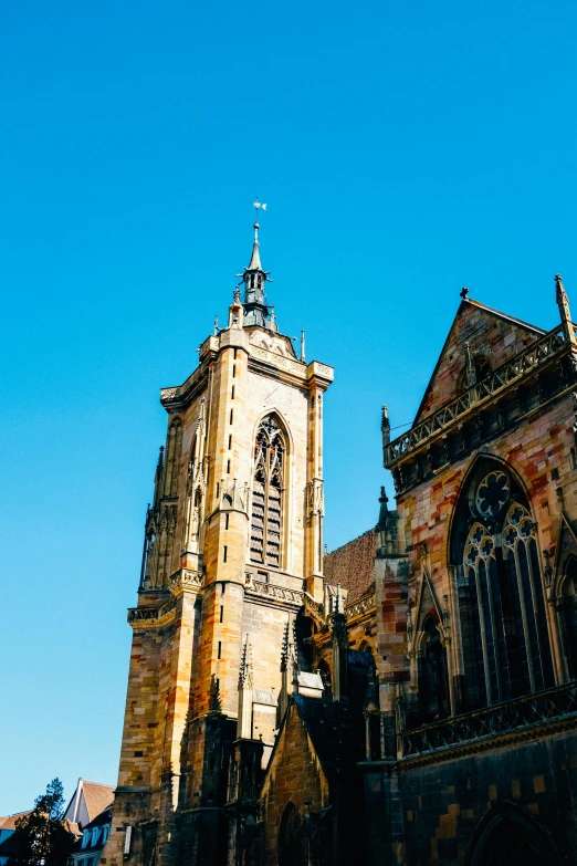 a tall building with a clock on top of it, pexels contest winner, baroque, warwick saint, gothic cathedral, french village exterior, in the center of the image