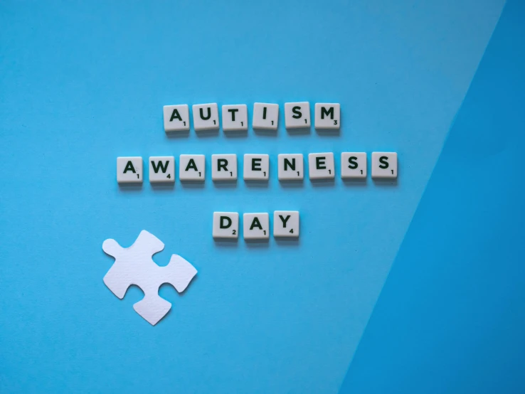 a puzzle piece with the words autism awareness day on it, by Harriet Zeitlin, trending on pexels, bauhaus, blue themed, competition winning, ta ha, contain