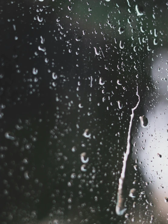 a close up of a window with raindrops on it, trending on unsplash, ilustration, weeping tears of black oil, ansel ], uploaded