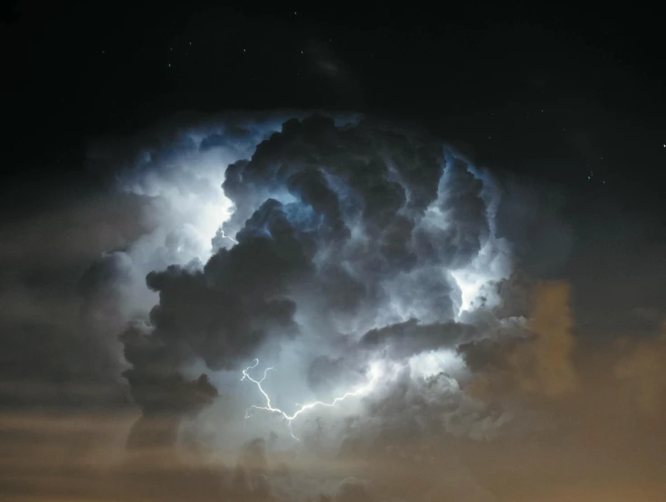 a cloud with a lightning bolt coming out of it, a portrait, by Neil Blevins, pexels, ☁🌪🌙👩🏾, cloud nebula, low pressure system, (night)