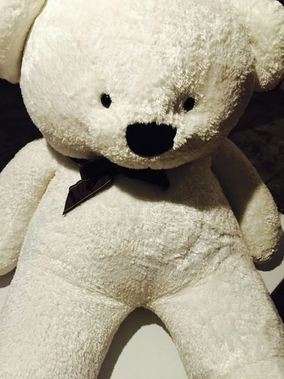 a white teddy bear sitting on top of a toilet, profile image, iphone photo, けもの, 155 cm tall