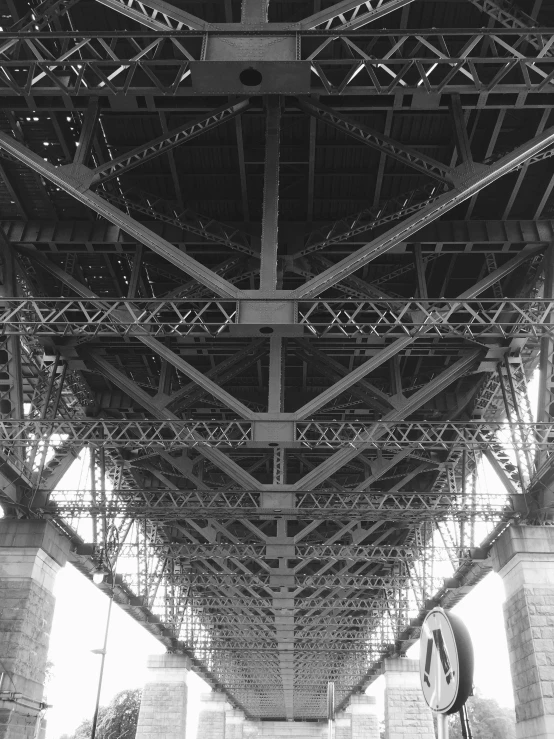 a black and white photo of the underside of a bridge, 1999 photograph, hell gate, detailed medium format photo, kodak 4 0 0