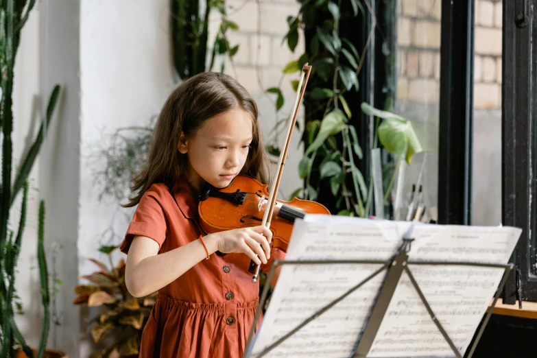 a little girl that is playing a violin, pexels contest winner, avatar image, school, panels, performance