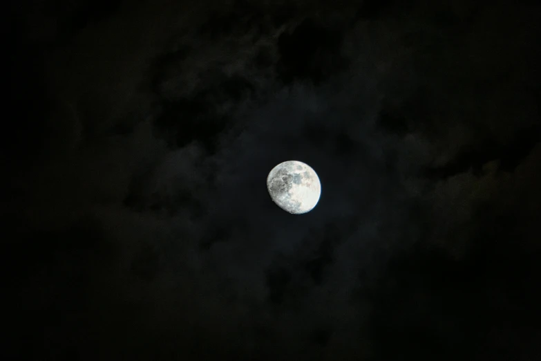 a full moon is seen through the clouds, an album cover, pexels, hurufiyya, ☁🌪🌙👩🏾, space photography, grey, 8k 50mm iso 10