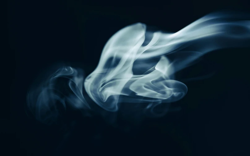 a close up of smoke on a black background, by Daniel Lieske, pexels contest winner, on blue fire, trailing white vapor, on a gray background, background ( dark _ smokiness )