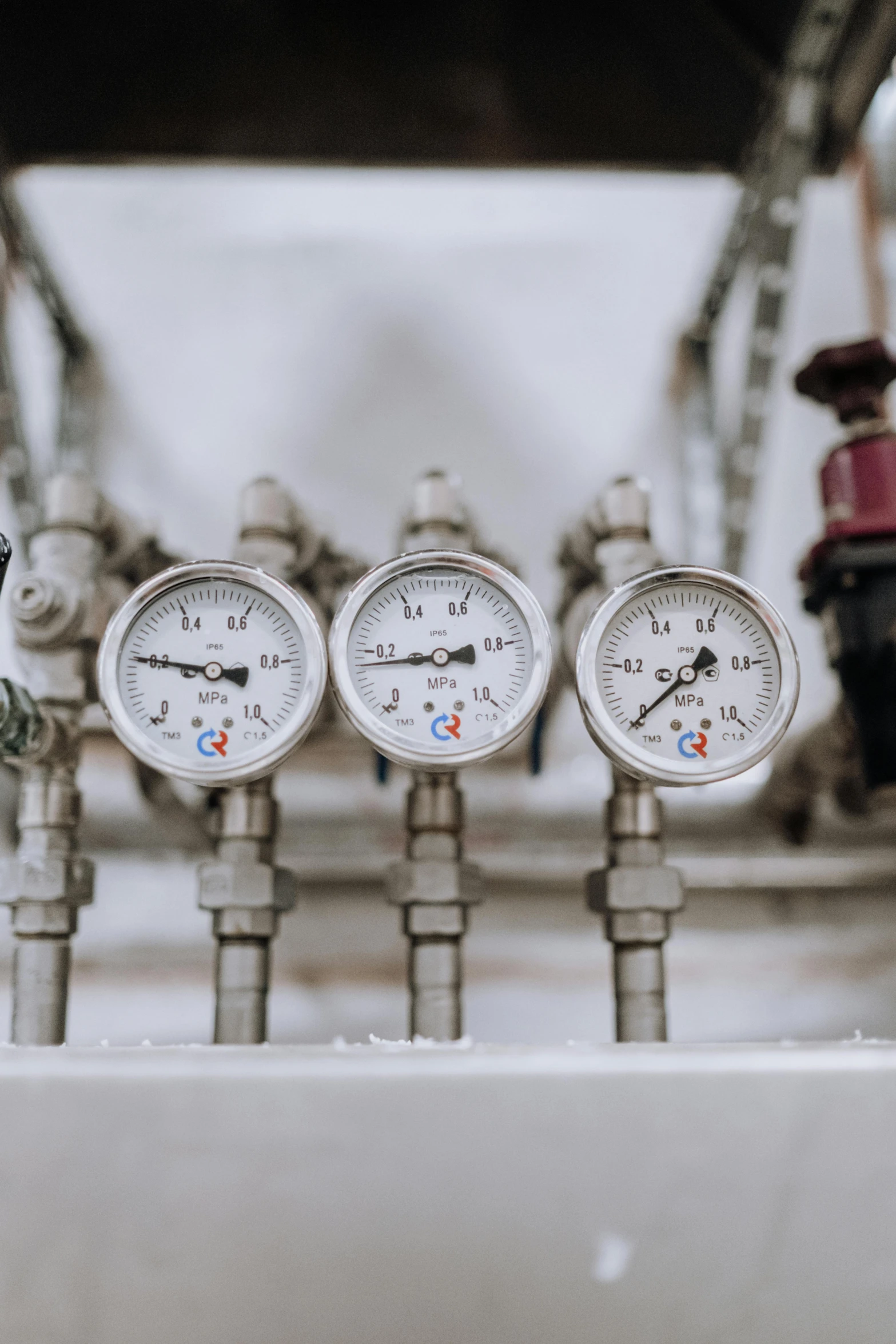 a bunch of gauges sitting next to each other, a portrait, pexels contest winner, winter, hydraulic features, chemistry, white