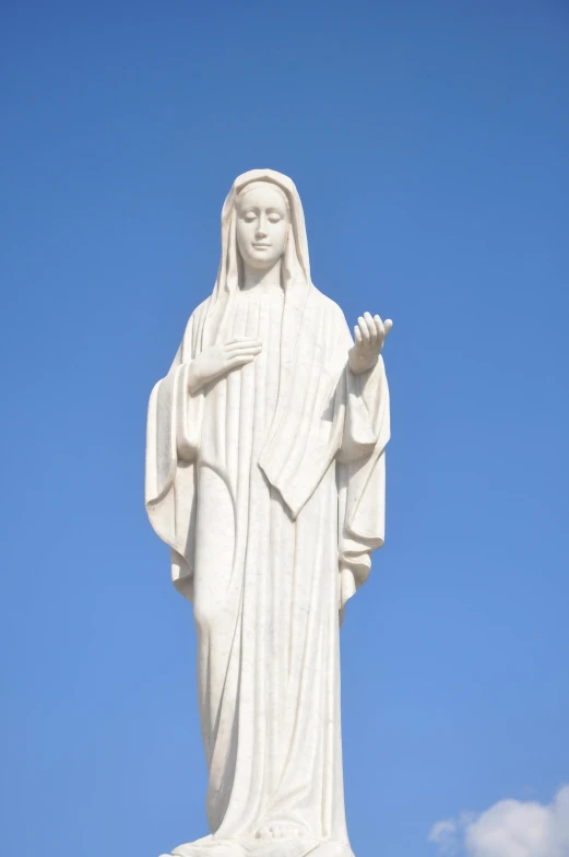 a statue of a woman standing in front of a blue sky, pontifex, made of marble, square, high quality image