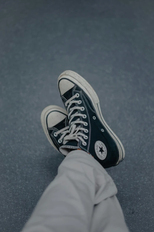 a person sitting on the ground with their feet up, pexels contest winner, realism, converse, on a gray background, avatar image, retro stylised