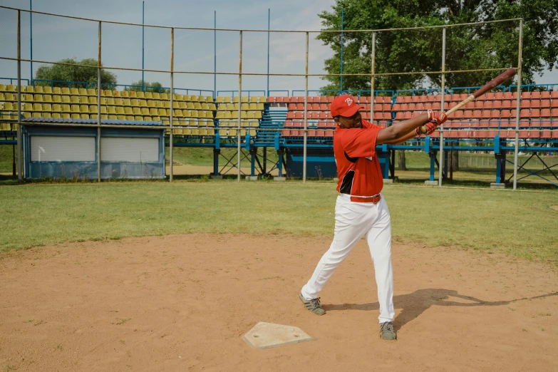 a man holding a baseball bat on top of a field, square, sabbas, practice, andres rios