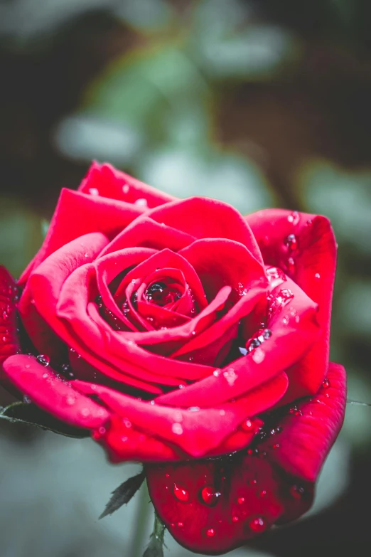 a red rose with water droplets on it, a photo, by Niko Henrichon, pexels contest winner, romanticism, today\'s featured photograph 4k, pink, gothic romance, no cropping