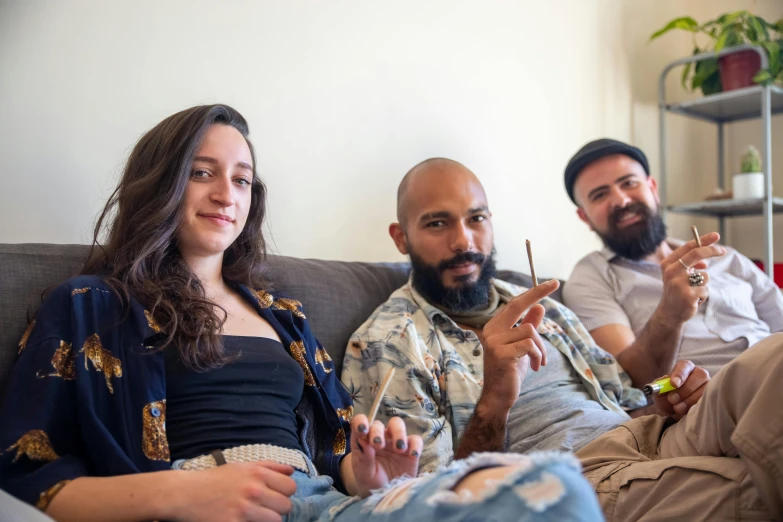 a group of people sitting on top of a couch, a portrait, featured on reddit, smoking a joint, middle eastern, avatar image, ultra realistic photo