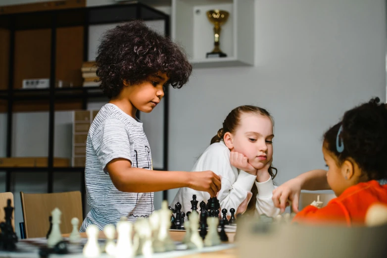 a couple of kids playing a game of chess, a cartoon, pexels contest winner, american barbizon school, thumbnail, 15081959 21121991 01012000 4k, medium head to shoulder shot, dafne keen