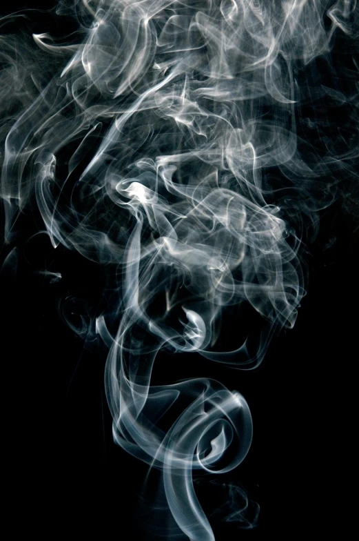 a close up of smoke on a black background, by Dan Scott, ilustration, taken in the late 2010s, spiraling, joints