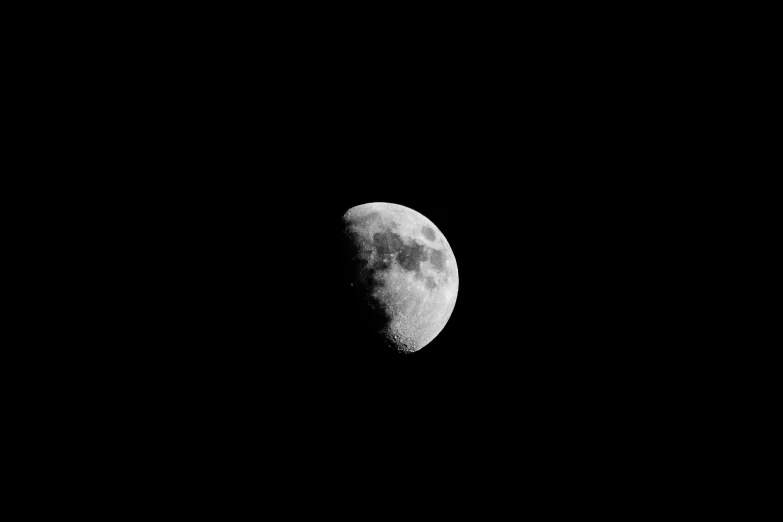 a black and white photo of the moon, by Peter Churcher, pexels, 3 0 0 mm, corner, 12, black & white