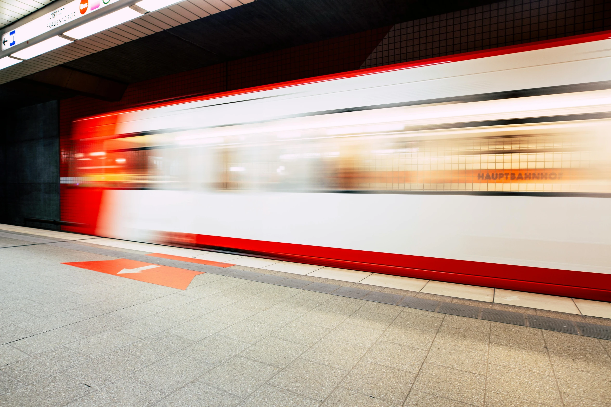 a red and white train pulling into a station, a picture, by Kristian Zahrtmann, unsplash, motion blurred background, underground, 15081959 21121991 01012000 4k, thumbnail