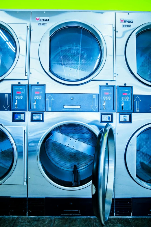 a row of washing machines sitting next to each other, everything enclosed in a circle, profile image, industrial photography, thumbnail