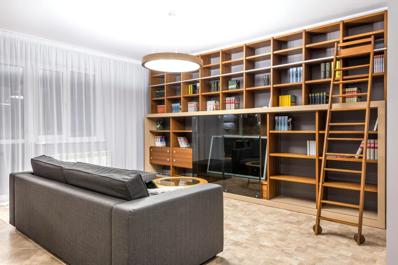 a living room filled with furniture and bookshelves, by Adam Marczyński, unsplash, light and space, located in hajibektash complex, concept house, artyom turskyi, 15081959 21121991 01012000 4k