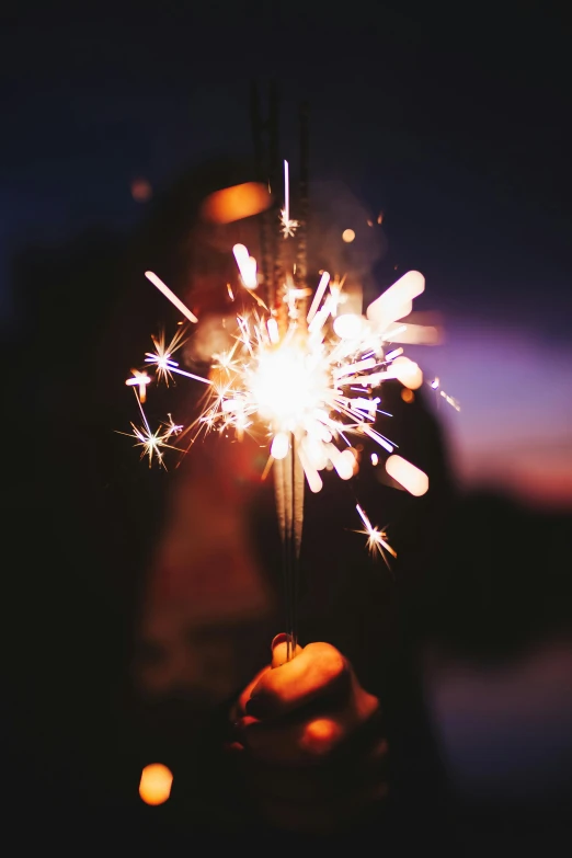 a person holding a sparkler in their hand, pexels, fourth of july, instagram post, grainy, sequins
