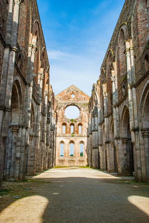 the sun shines on the ruins of an old church, inspired by Taddeo Gaddi, pexels contest winner, romanesque, square, chrome cathedrals, in a monestry natural lighting, alabama