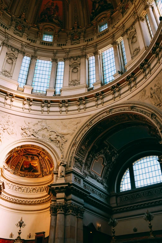 a large dome with a clock inside of it, inspired by Christopher Wren, unsplash contest winner, neoclassicism, 2 5 6 x 2 5 6 pixels, interior view, san francisco, castles and temple details