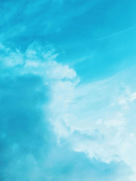 a plane flying through a cloudy blue sky, an album cover, pexels contest winner, minimalism, ☁🌪🌙👩🏾, teal aesthetic, avatar image, minimalist wallpaper