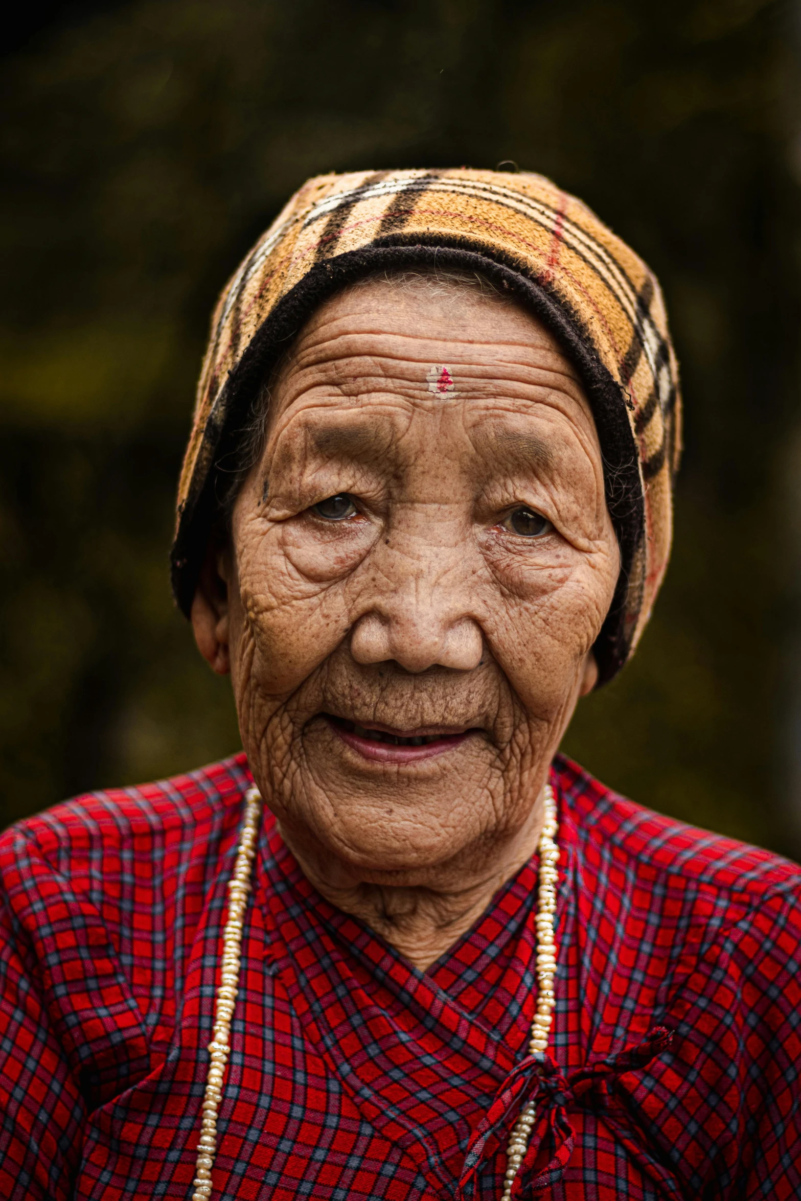 an old woman with a smile on her face, an album cover, pexels contest winner, sumatraism, beautiful himalayan woman, wrinkled face, well worn, multicoloured