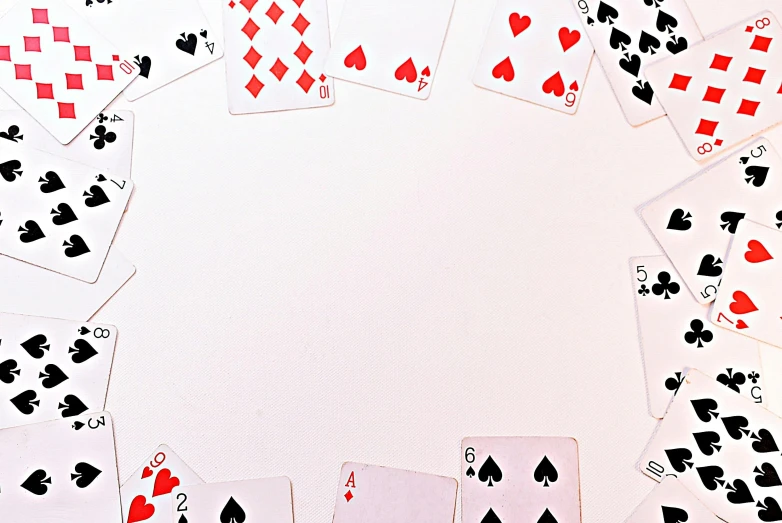 a group of playing cards arranged in a circle, an album cover, by Gavin Hamilton, pexels contest winner, background image, white and pink, white red, computer wallpaper