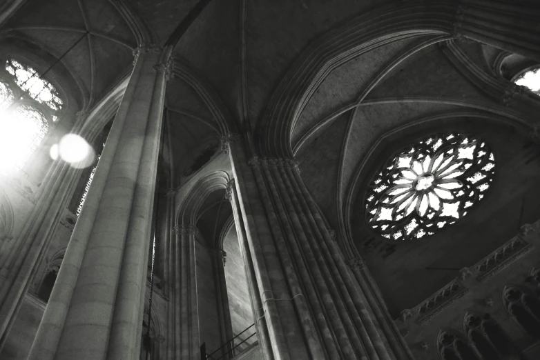 a black and white photo of the inside of a cathedral, a black and white photo, flickr, romanesque, inside a marble, cathedral of sun, elegant high art, grisaille