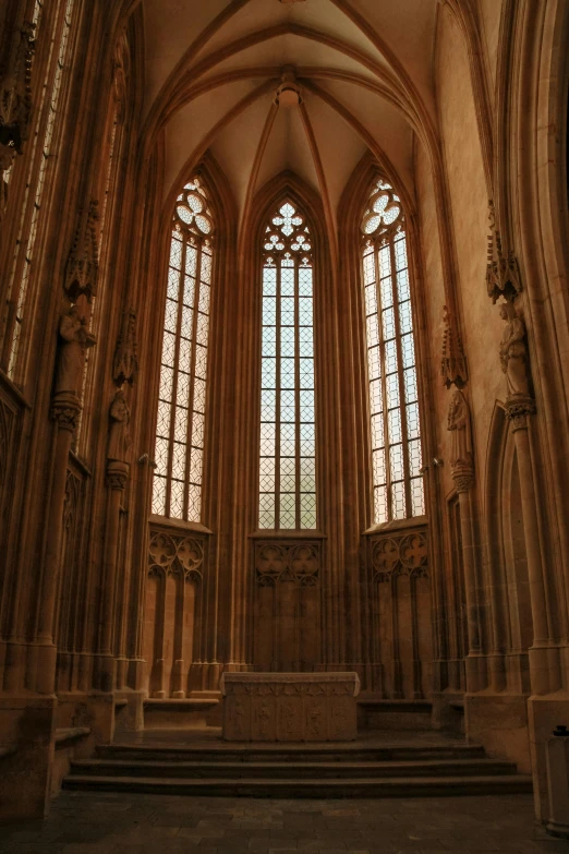 a very tall cathedral with a lot of windows, inspired by Barthélemy d'Eyck, flickr, interior of a small, bay window, alabaster gothic cathedral, yellow windows and details