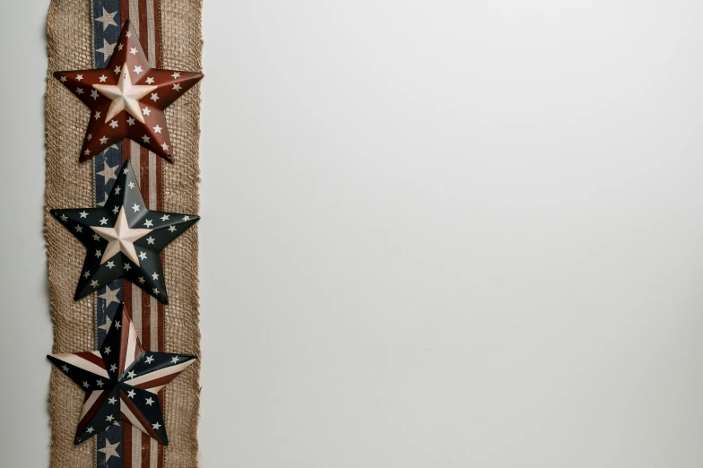 a piece of burlock with red, white and blue stars on it, by Carey Morris, pexels, folk art, background image, looking around a corner, burlap, high definition photo