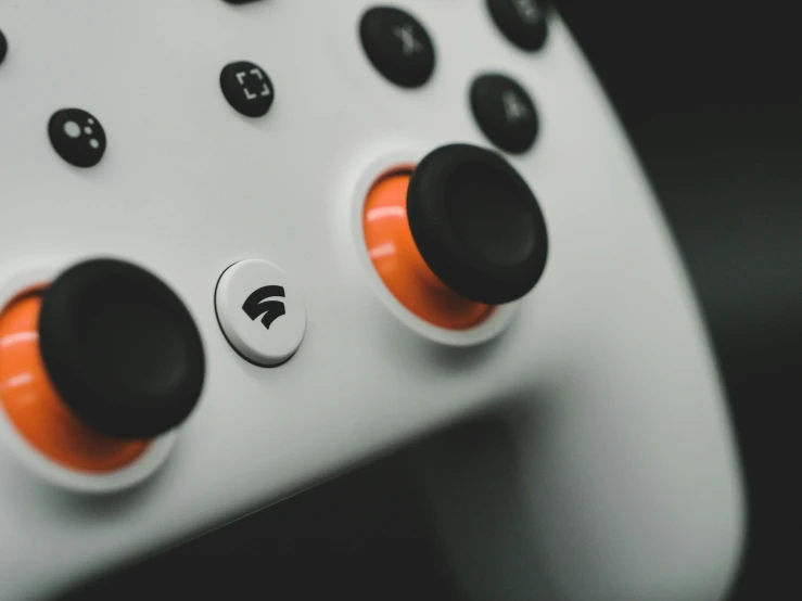 a close up of a video game controller, trending on pexels, white and orange breastplate, google point of view, team fortress 3, supersampled