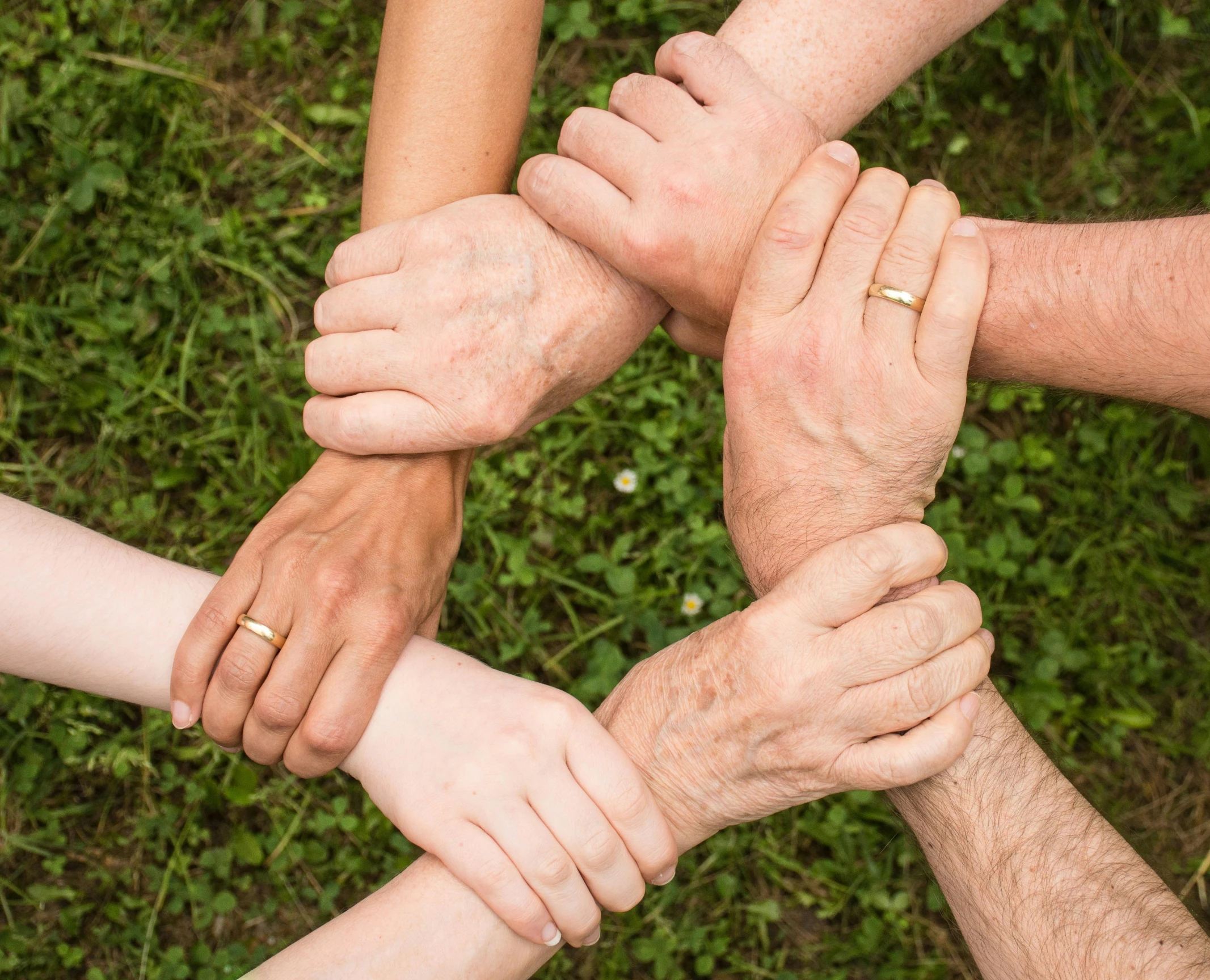 a group of people holding hands in a circle, by Nina Hamnett, pexels, renaissance, crossed arms, human farm, health supporter, holding electricity