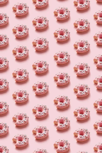 a lot of donuts on a pink background, inspired by david rubín, sparkling crystals, 2 5 6 x 2 5 6, trending on dezeen, edible