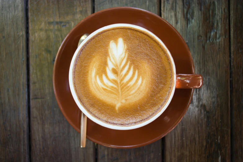 a cup of coffee sitting on top of a saucer, pexels contest winner, latte art, “ iron bark, sitting on a mocha-colored table, 9 9 designs