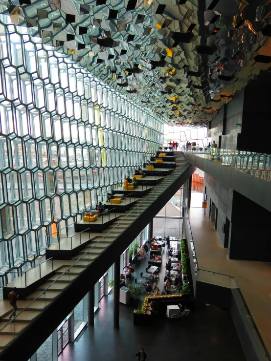 the inside of a building with a lot of windows, a photo, reddit, reykjavik, multiple levels, “diamonds, interior of a library