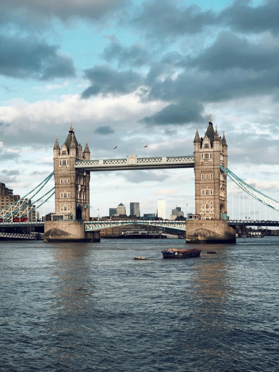 a bridge over a body of water under a cloudy sky, tower bridge, slide show, thumbnail