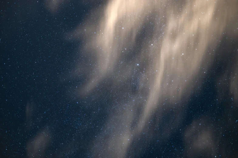 a sky filled with lots of stars and clouds, a microscopic photo, pexels contest winner, light and space, octane render. fog, atmospheric 8k, ethereal white dripping tar, atmospheric night