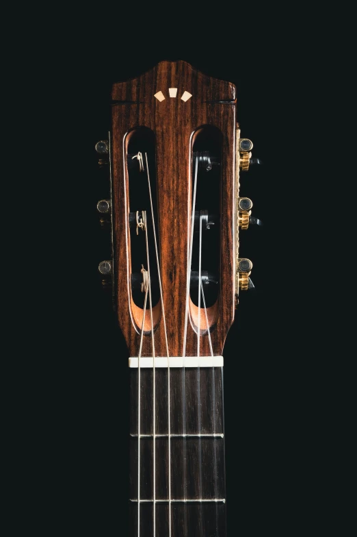 a close up of a guitar on a black background, by Ben Zoeller, baroque, front face symmetrical, instagram photo, on clear background, albuquerque