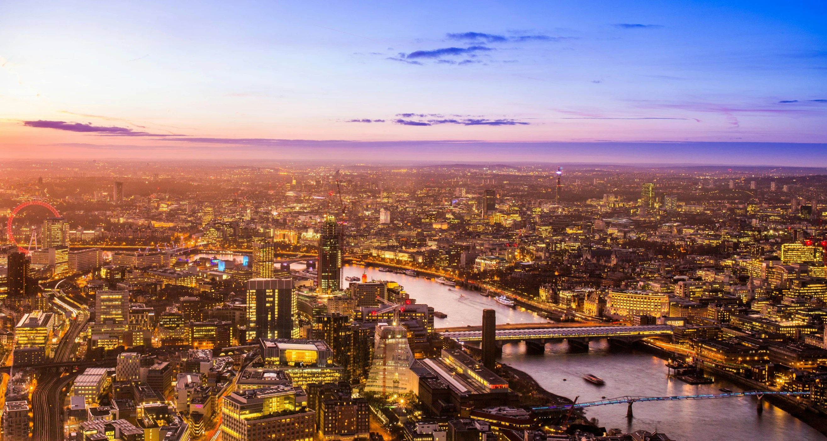 the view of london from the shard of the shard of the shard of the shard of the shard of the shard, an album cover, shutterstock, golden and blue hour, instagram post, vivid and detailed, 1 2 9 7