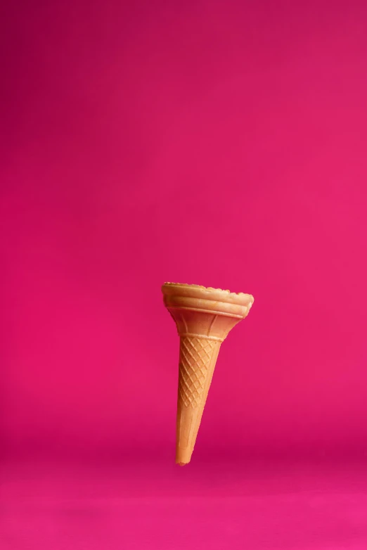 a cone of ice cream on a pink background, by Carey Morris, trending on pexels, tall shot, a wooden, olympics, 15081959 21121991 01012000 4k