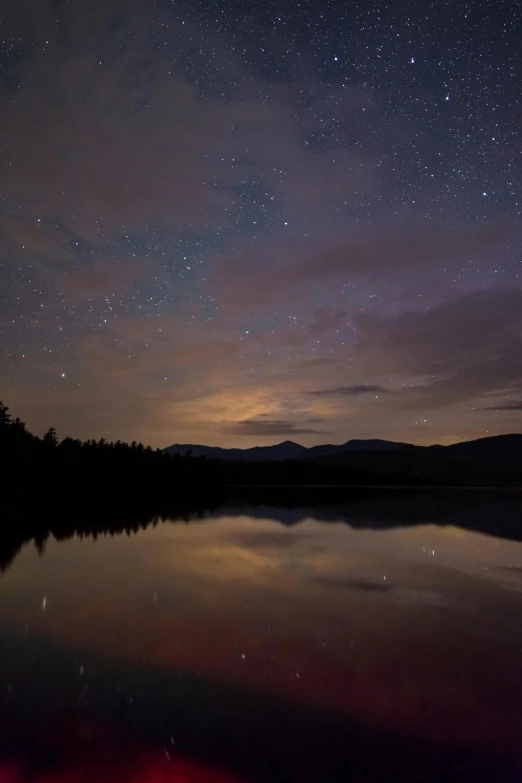 the night sky is reflected in the water, unsplash contest winner, hudson river school, new hampshire mountain, # nofilter, backscatter orbs, minn
