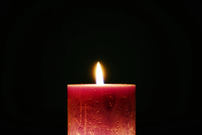 a lit candle sitting on top of a table, inspired by Elsa Bleda, shutterstock, square, red on black, magenta, remembrance