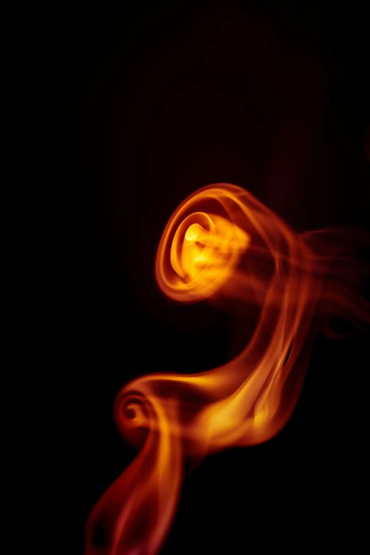 a close up of a fire on a black background, by Greg Rutkowski, art photography, red swirls, in profile, photographed for reuters, volumetric smoke and shadows